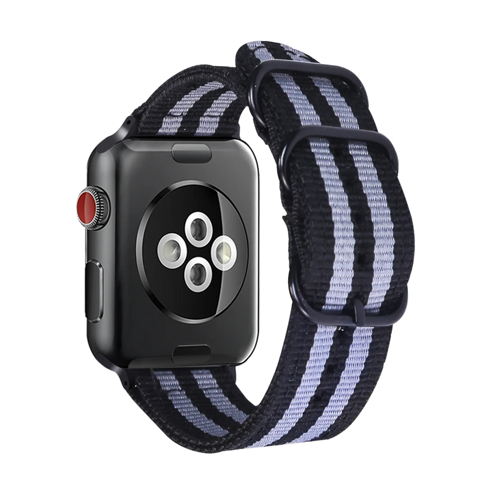Ремешок нейлоновый для Apple Watch Band Series 5/4/3/2/1 спортивный кожаный браслет iWatch 42 мм 44 38
