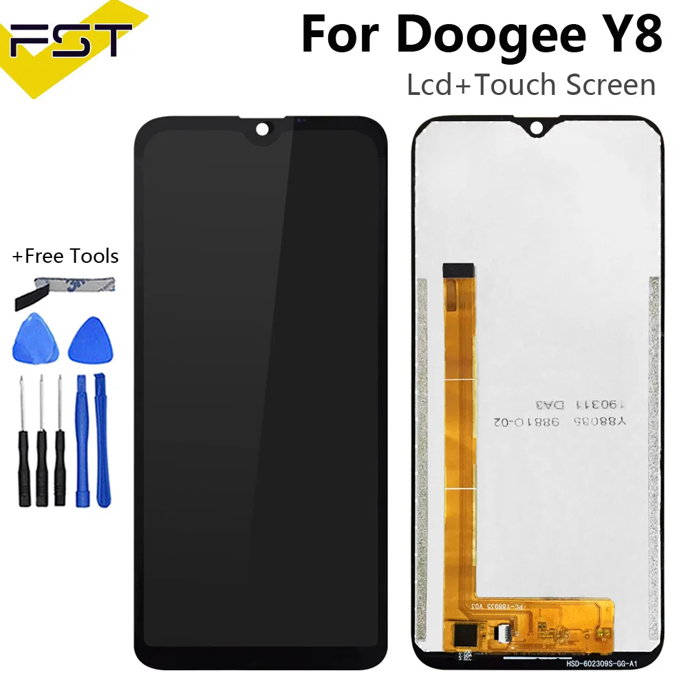 for doogee y8 lcd display and touch screen digitizer assembly replacement with tools adhesive for doogee y8 phone lcd display free global shipping