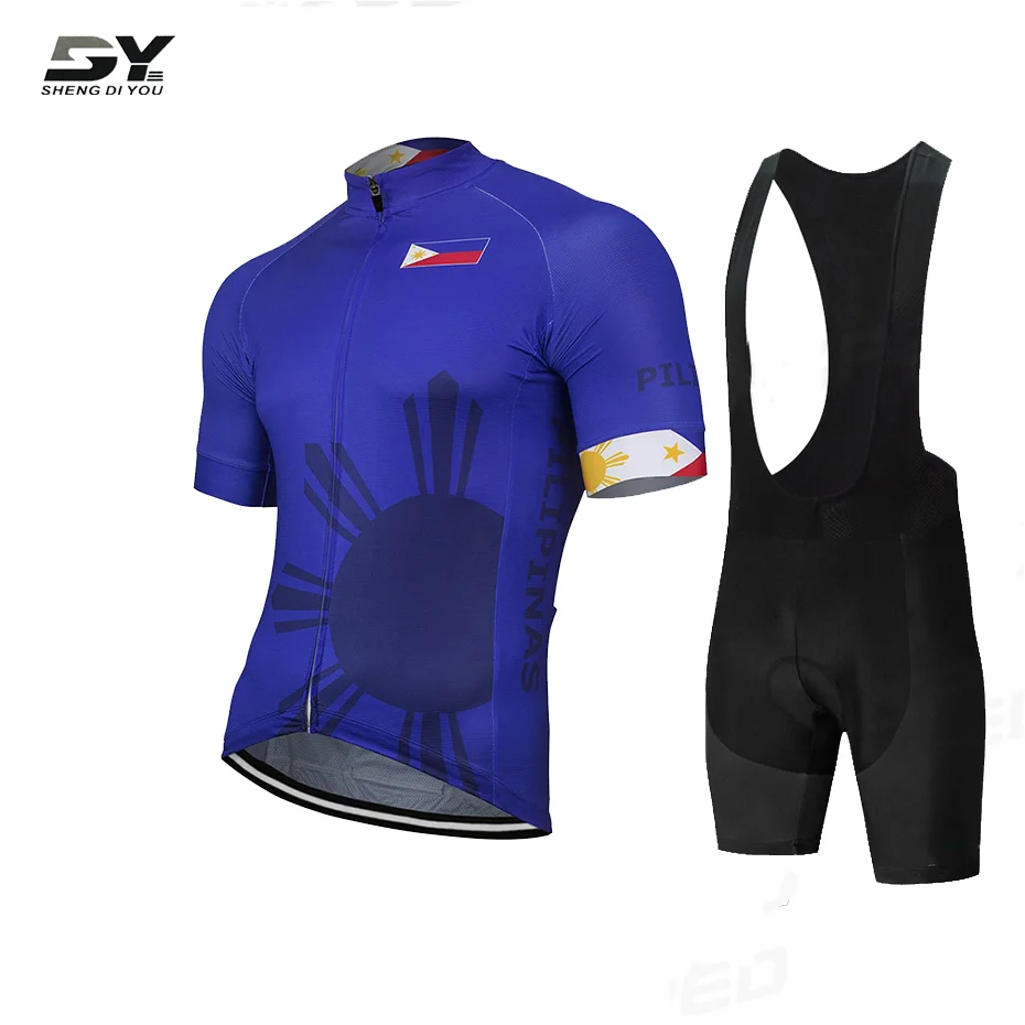 Филиппинская команда Мужская велосипедная Джерси с коротким рукавом одежда
