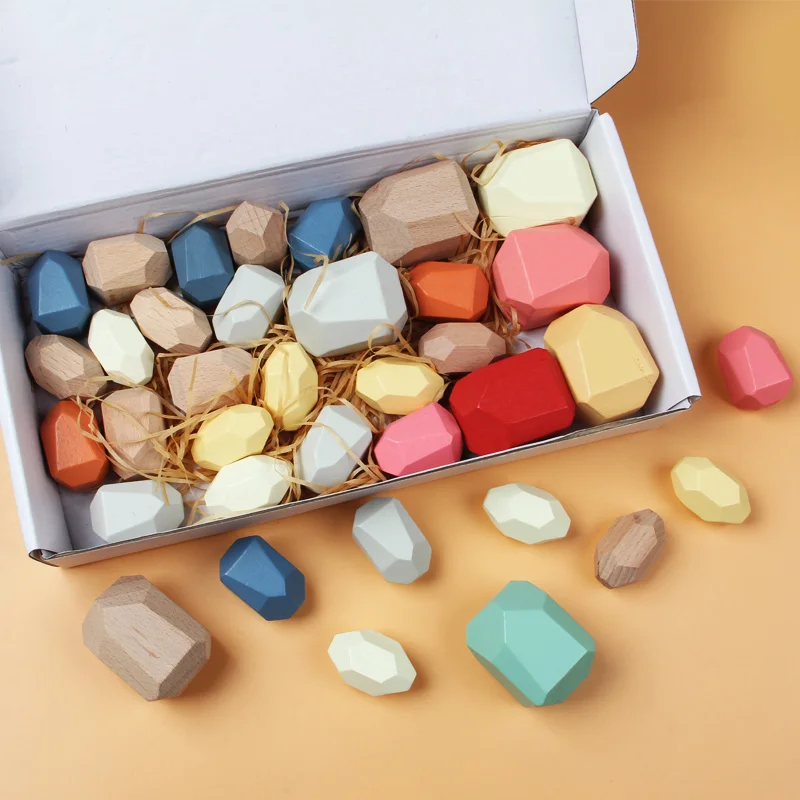 Деревянные радужные штабелируемые блоки цветные строительные балансирующие