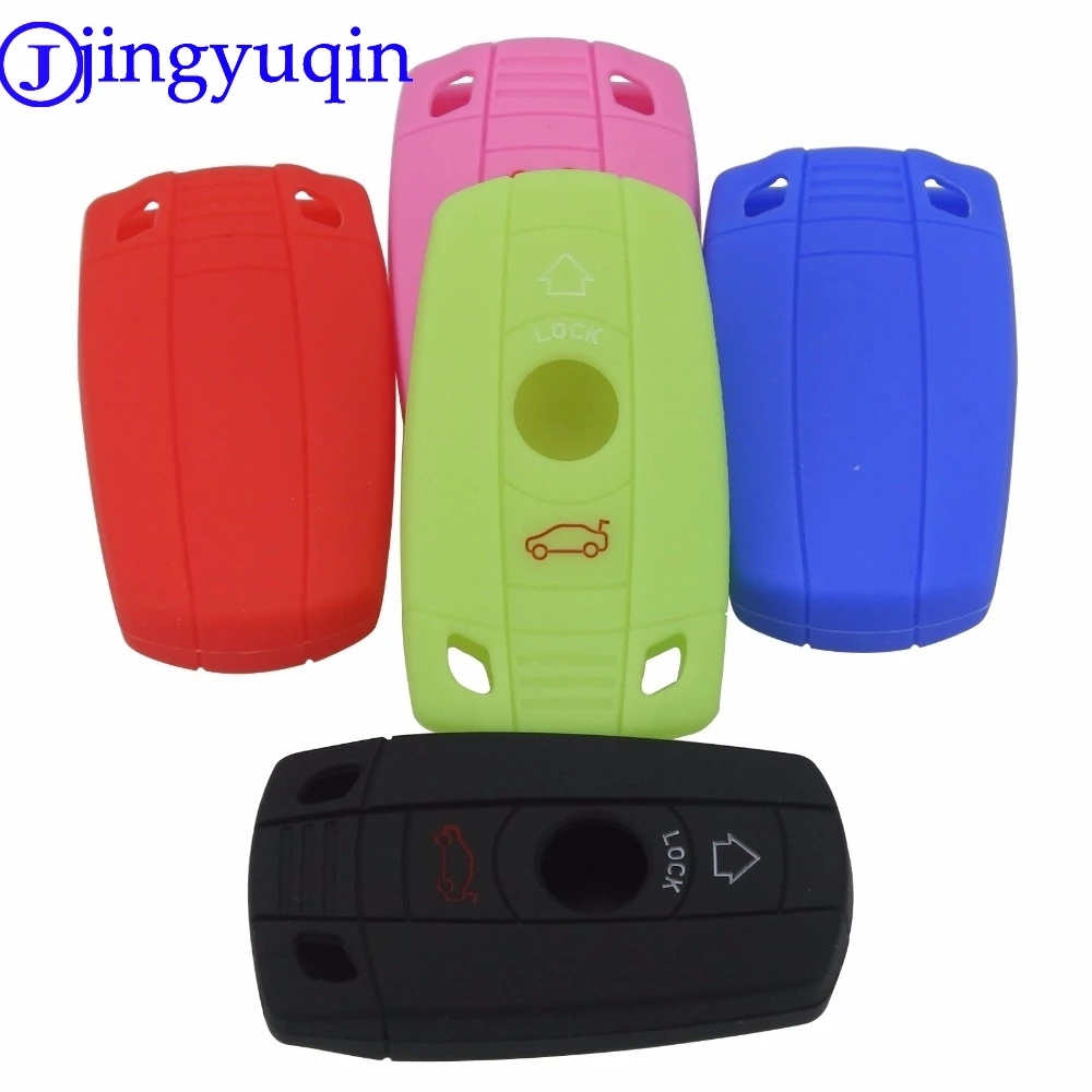 

jingyuqin 3 Buttons Remote Silicone Car Fob Key Case Cover For BMW X1 X5 X6 1 3 5 7 E Series Z4 M3 M5 Smart Key