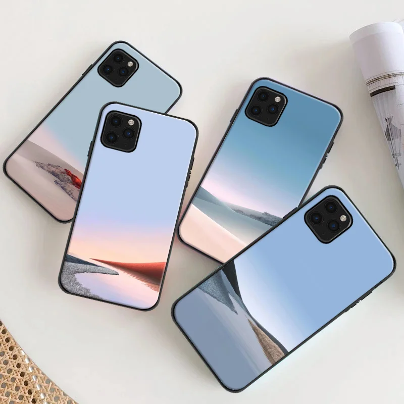 

Back Cover For iPhone SE 2020 11 12 XS XR X Pro MAX 8 7 6S Plus Phone Case Soft TPU Cute Cartoon Mountain Desert Color Painting