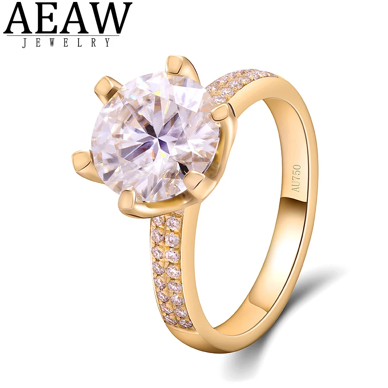 

Real 14k Yellow Gold Classic 6-Prong Ring DF Color VVS1 Round Excellent Cut 3.0carat 9.0mm Moissanite Engagement Ring for Lady