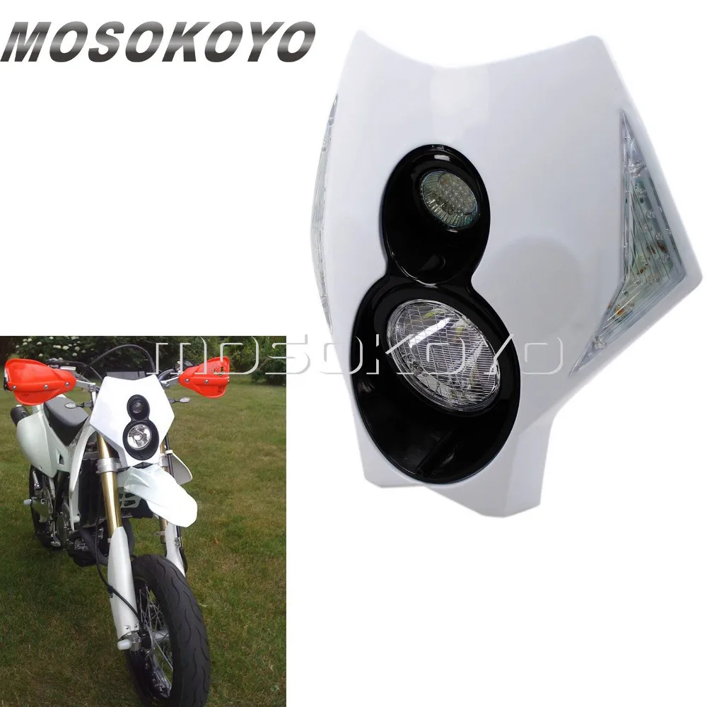Белый X2 фар Мотокросс Dirt Pit Bike версии СИД индикатор внедорожные фары для Suzuki Yamaha| |
