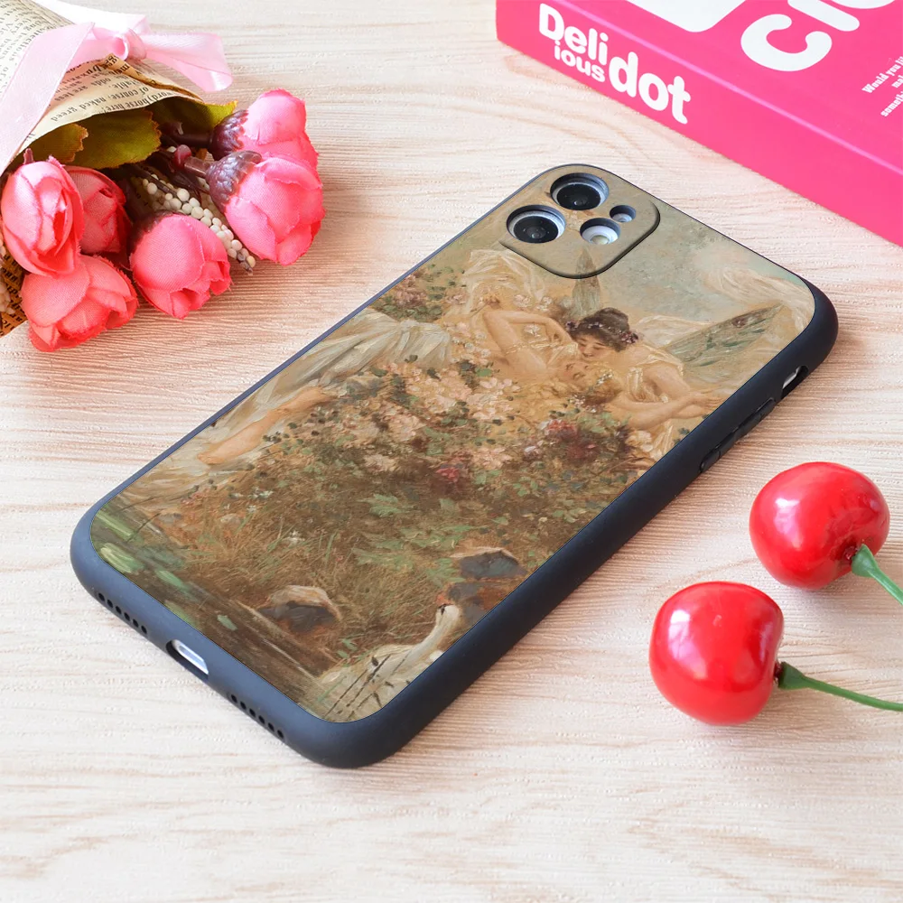 

For iPhone Sapphic Renaissance Painting Print Soft Matt Apple Case
