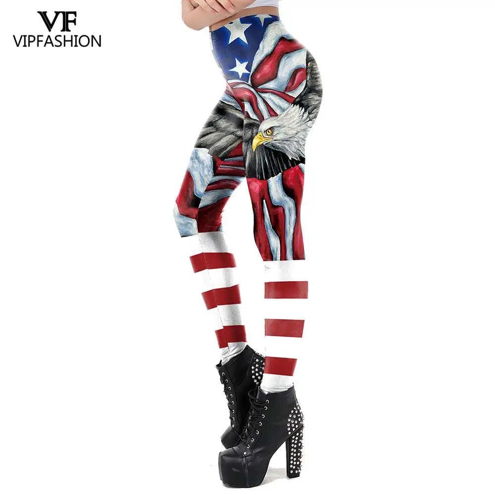 VIP модная летняя Стиль женские леггинсы для фитнеса с принтом американского