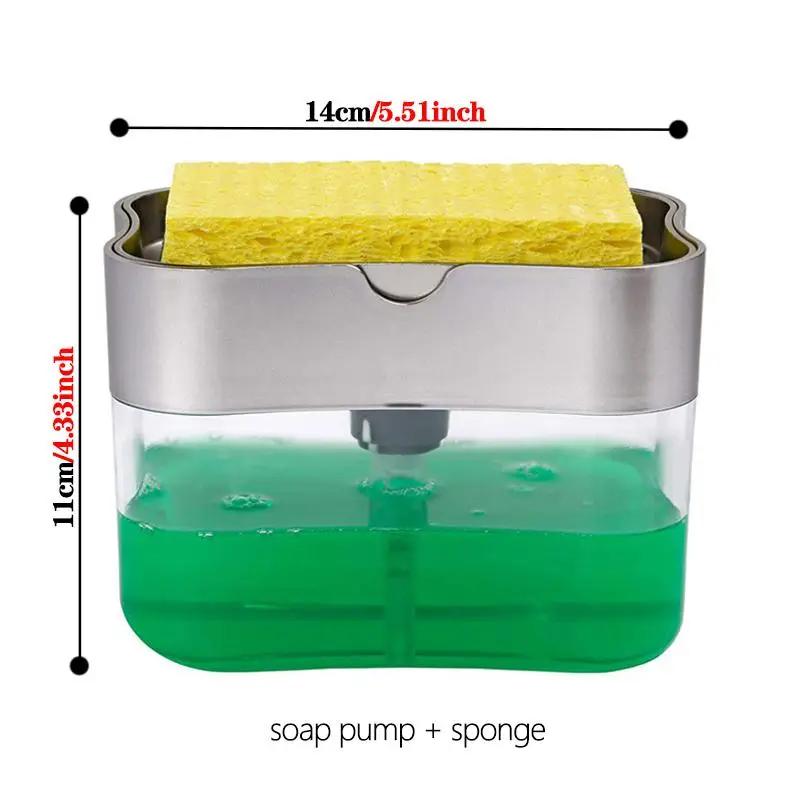 

Soap Dispenser Soap Pump Sponge Caddy New Creative Kitchen 2-in-1 Manual Press Liquid Soap Dispenser With Washing Sponge