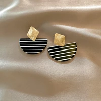 2022 latest black and white striped pendant earrings ladies pendant earrings european and american exaggerated earrings