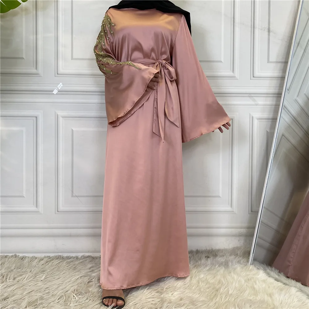 Vestidos Satin Kaftan Abaya Dubai Pakistani Turkey Islam Arabic Muslim Hijab Long Dress For Women Robe Longue Femme Musulmane
