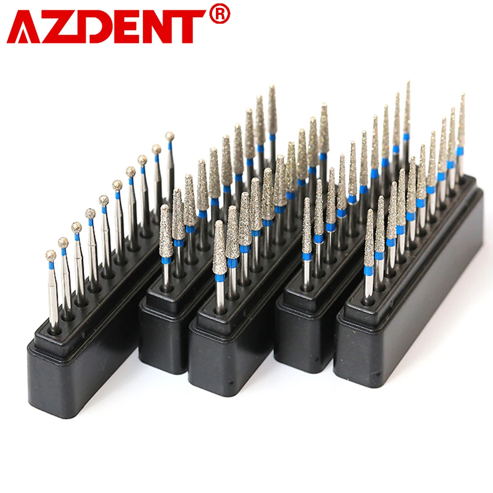 10pcs/box AZDENT Dental Diamond Burs 1.6mm for High Speed Handpiece Super Coarse Diamond Dentist Grinding Tool Grinder