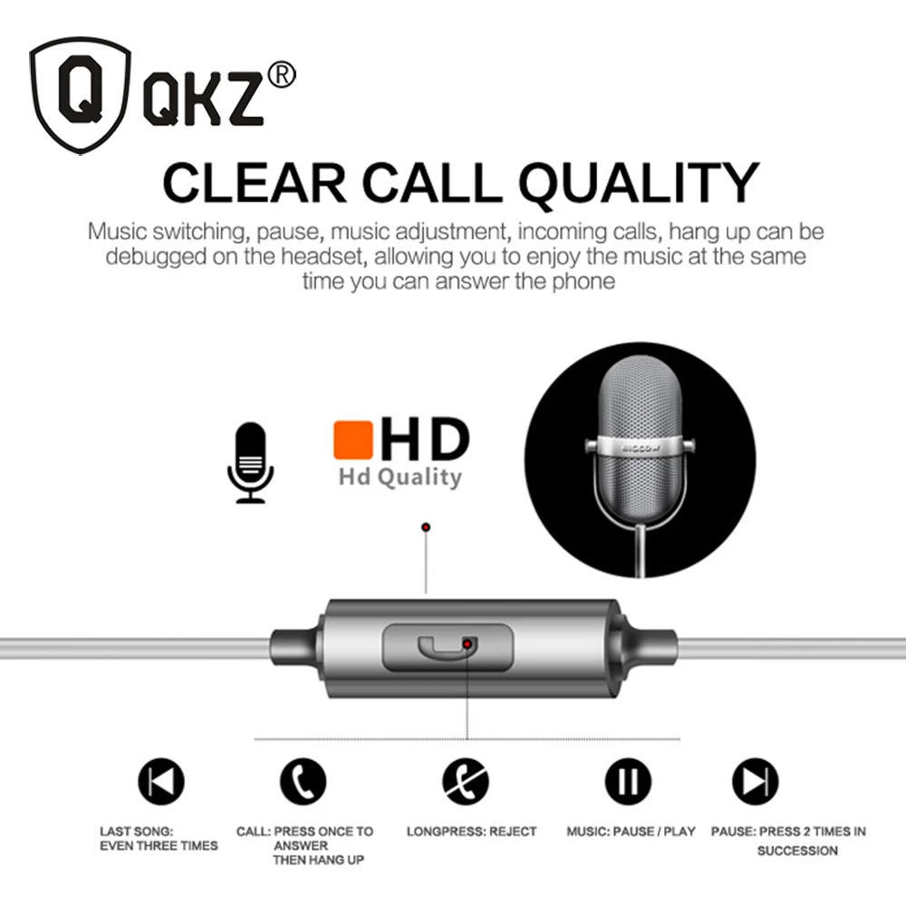 Наушники-вкладыши QKZ EQ1 из цинкового сплава Hi-Fi наушники наушники-вкладыши