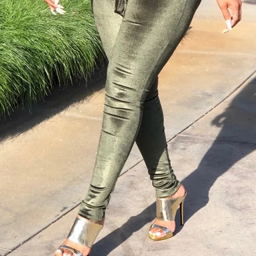 African Fashion Women Skinny Jumpsuits Fall Spring Sexy Solid Green Velvet Causal Female Belt Romper Office Playsuits |