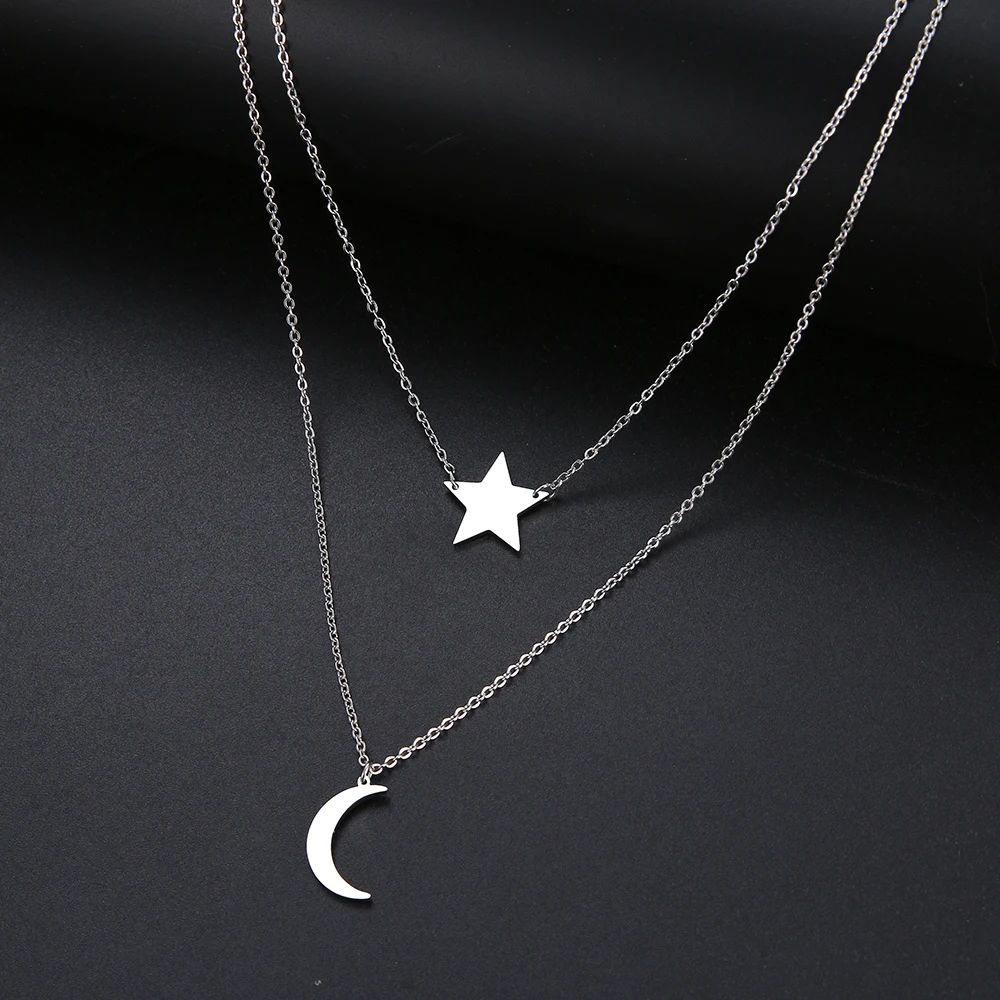 DOTIFI женское ожерелье двойная подвеска из нержавеющей стали золотистого и