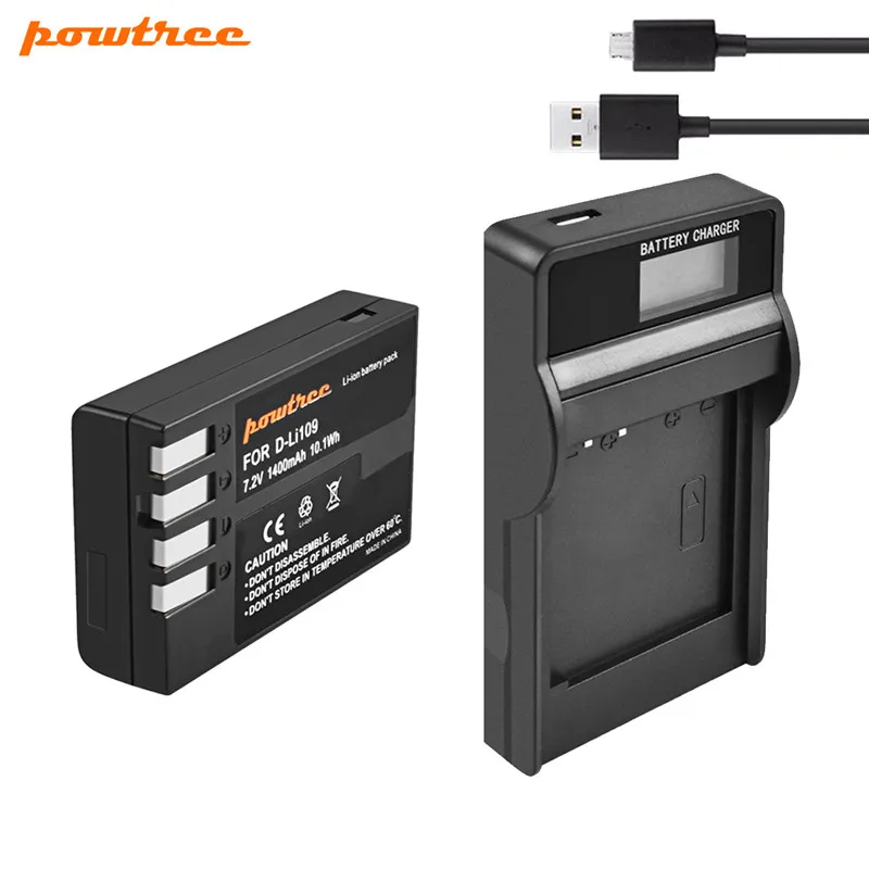 Powtree для PENTAX D LI109 Li Ion DLI109 батарея + USB ЖК дисплей Зарядное устройство Pentax K 30 50 500 S1