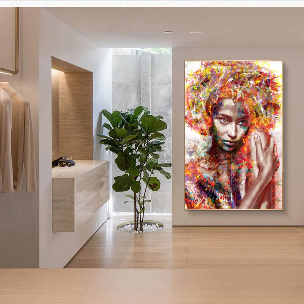 Абстрактная Сексуальная Африканская женщина Искусство Холст фотообои граффити