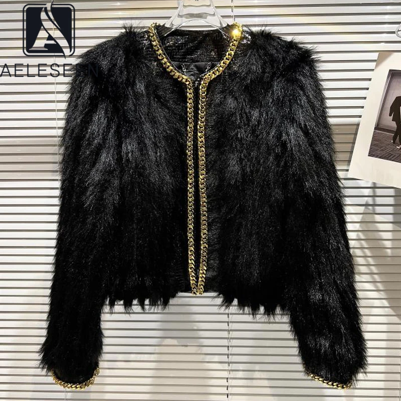 

AELESEEN модная подиумная осенне-зимняя женская куртка черного и зеленого цвета, высококачественное элегантное теплое плотное повседневное па...