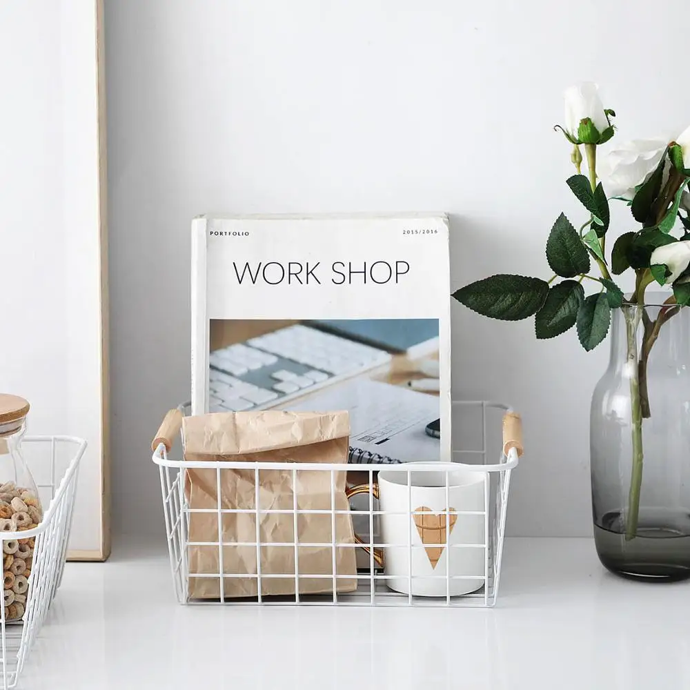 Простой из кованого железа корзина для хранения книг косметики одежды фруктов