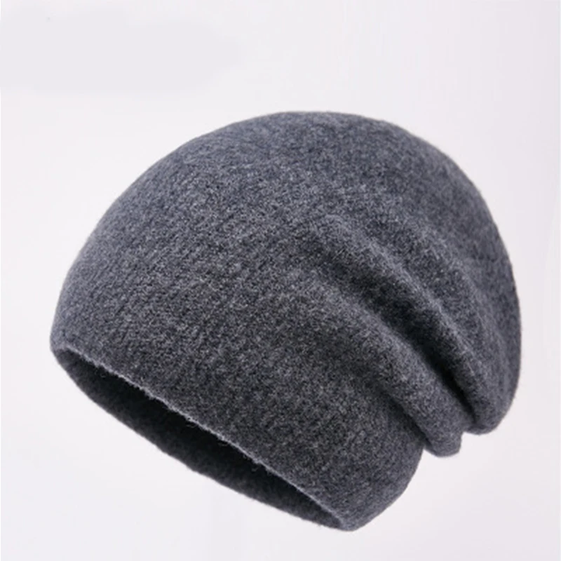 Чистый 100% шерсть шапка зимняя мужская женская унисекс плюс толстый двухслойный