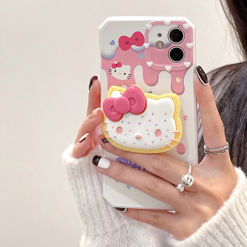 Милый защитный чехол для мобильного телефона Hellokittys Iphone с подставкой из