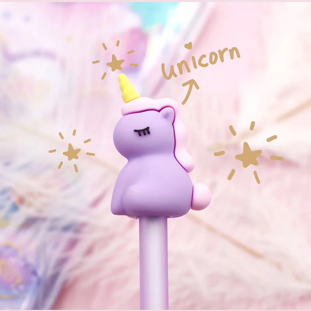 2 шт./лот Kawaii Unicorn мультяшная гелевая ручка 0 5 мм черные чернила для письма подписи