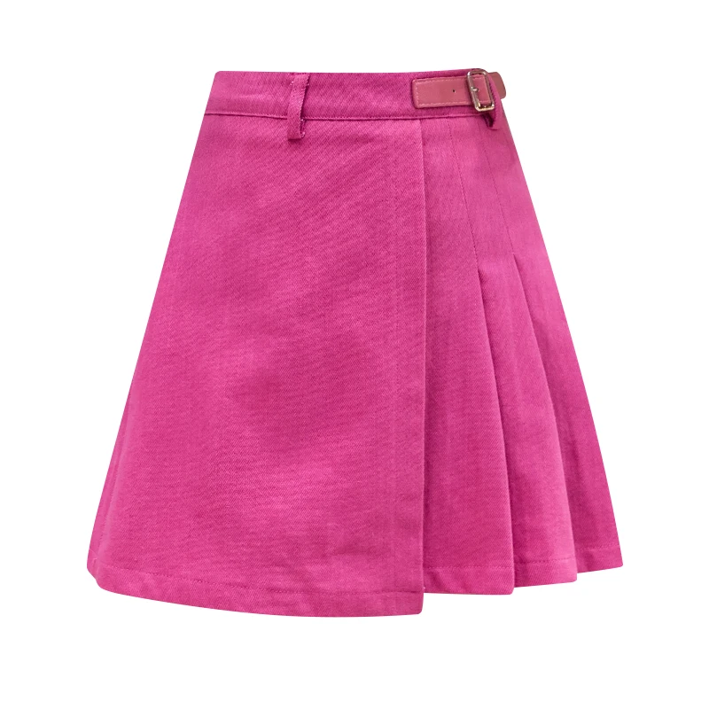 

2021 New High Waist A-line Pleated Mini Short Skirt Women Chic Button Denim Skirts Female Korean All-match Casual Streetwear