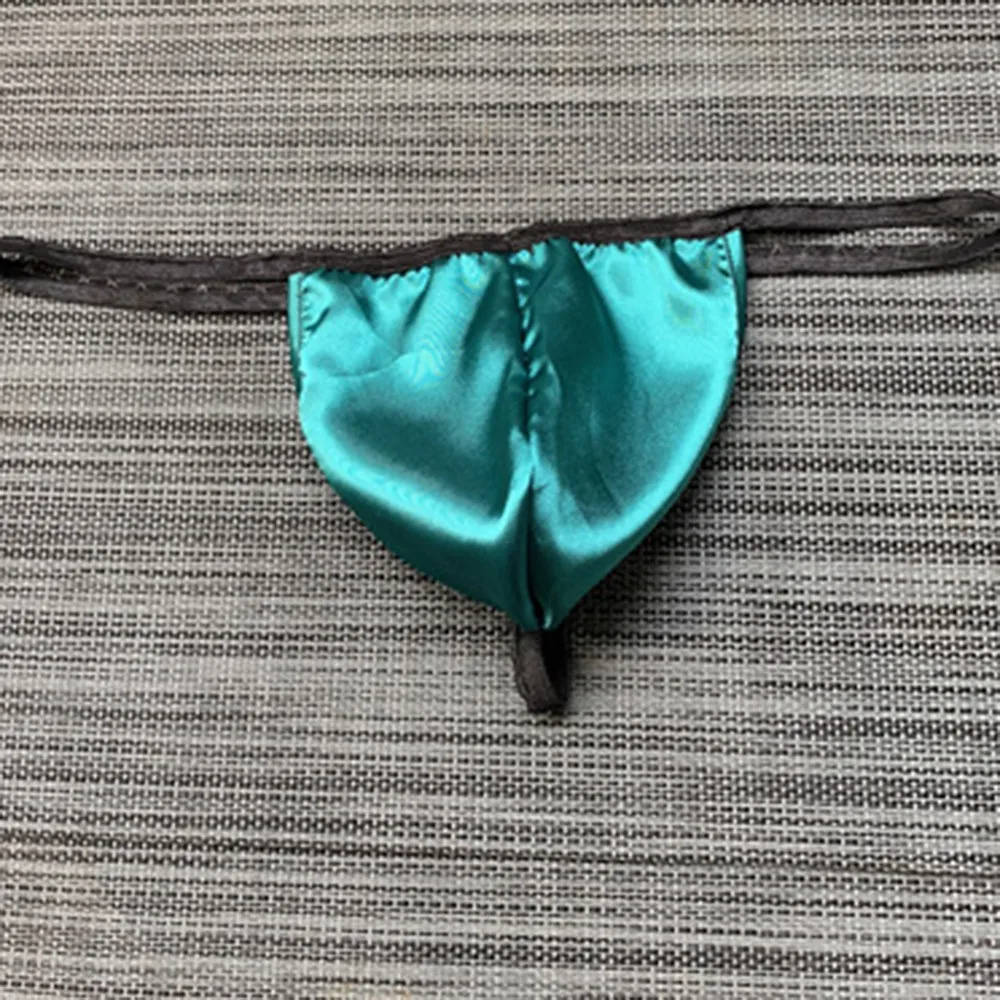 

Men Stain Silk Sexy Underwear Low Rise Thong T-back Panties Pouch Lingerie See Through Glossy Gay Clothes Sissy Panties Inmitate
