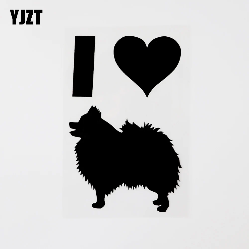 

YJZT 10,5 см × 16,1 см I love Pomeranians, Виниловая наклейка с животными, автомобильная наклейка, черный/серебристый цвет 8C-0652