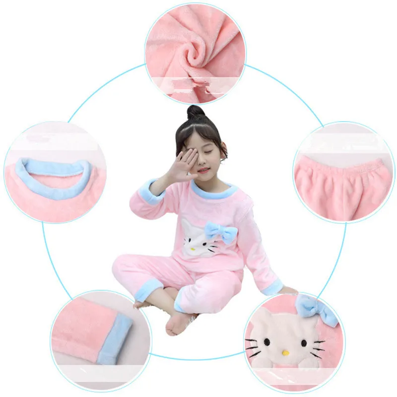 Зимние Детские Бархатные пижамные комплекты теплые утепленные фланелевые