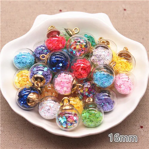 mix colors 10pcs 10 шт. 16 см Красочный прозрачный стеклянный шар кулон в виде плывучего песка звездообразный блесток DIY серьги ювелирные аксессуары - Цвет: mix colors 10pcs