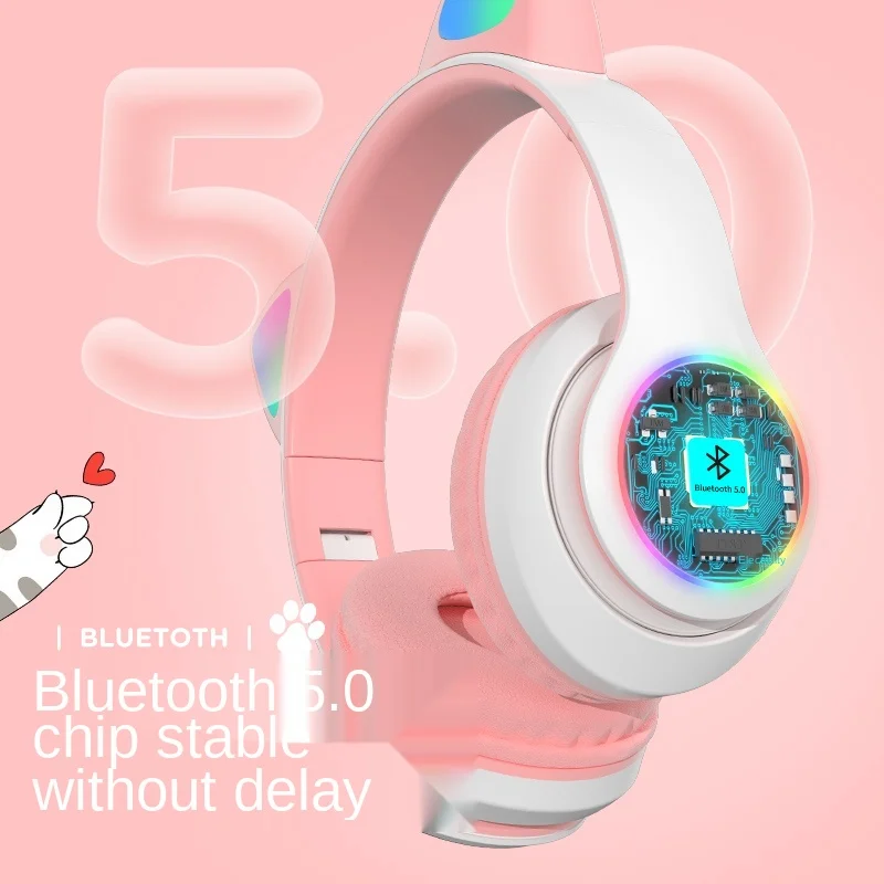 

TT Luminous Headphones Headset Wireless Bluetooth Headset Cat Ears Cute Trendy Cool Game Music Mobile Phone