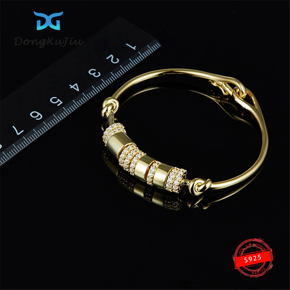 

pulsera circular de Plata de Ley 925 para mujer, brazalete con diamantes de colores, estilo tribal