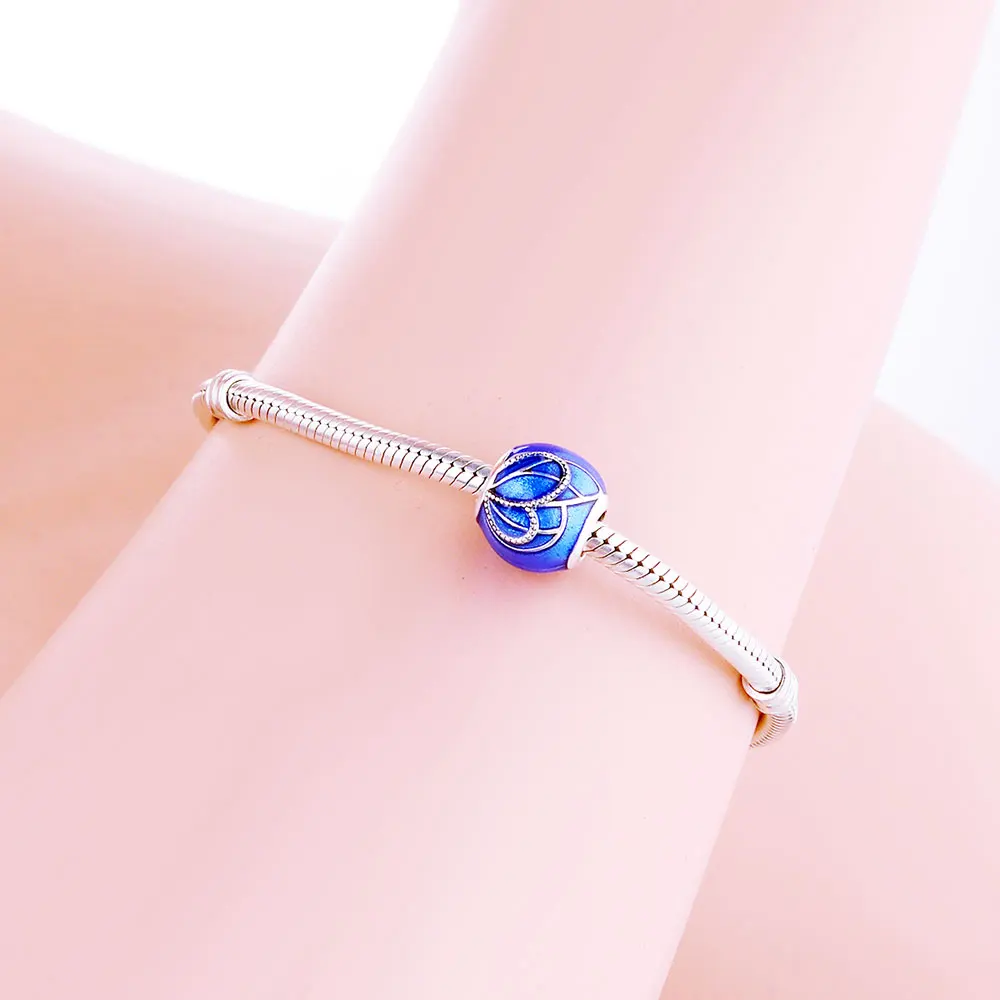 Бусина-Шарм для браслета Pandora синяя эмалированная бусина-Шарм из серебра 2019 пробы