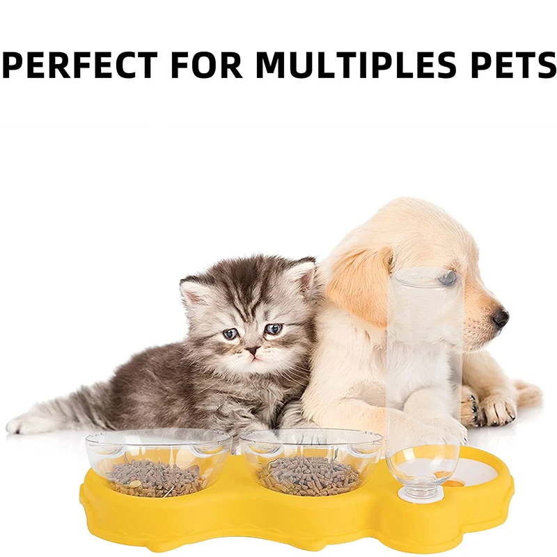 

Автоматическая миска с тремя чашами для кормления кошек, Влагонепроницаемая миска для кормления собак и кошек, товары для домашних животны...