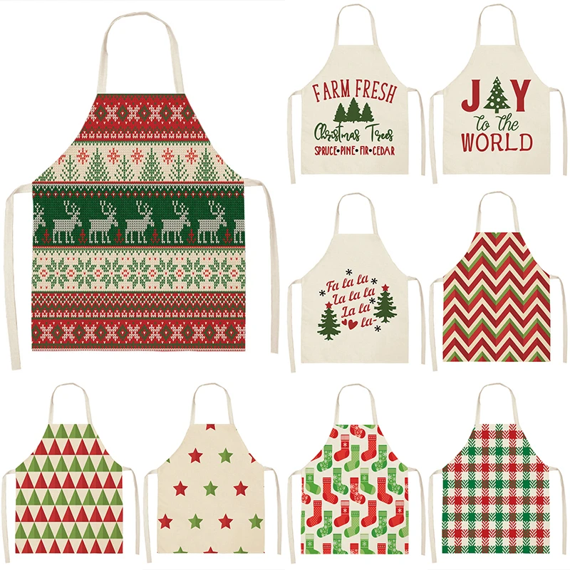 

Новый год 2022, Женский кухонный фартук, украшение для кафе в рождественском стиле, Аксессуары для выпечки 53*65 см 46499