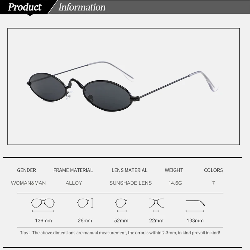 

Retro Small Oval Sunglasses Ladies Retro Brand Design Black Red Metallic Sunglasses for Female Fashion Designers sunglasses men