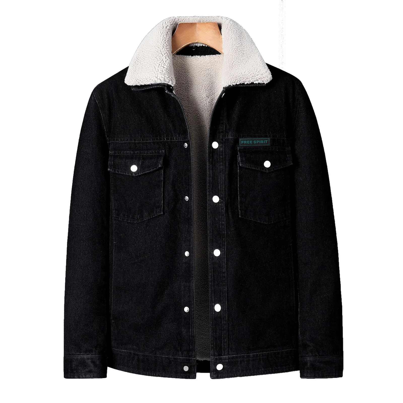 2021 Fashion New Men's Cotton Jacket Button Denim Corduroy Polar Fleece Warm Lapel Cotton Jacket Men  clothing