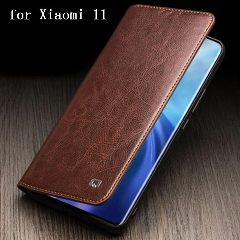 

Новый чехол из натуральной кожи для Xiaomi 11, роскошный откидной Чехол из коровьей кожи для телефона Xiaomi mi 11, mi11, чехол-кошелек с отделением для карт, чехол