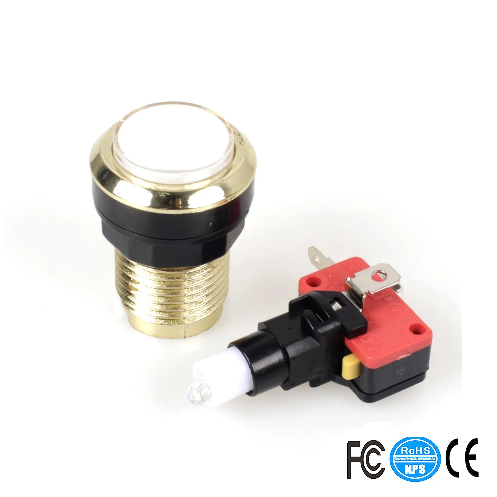 10 шт./лот позолоченный светодиодный кнопочный переключатель 30 мм с отверстиями