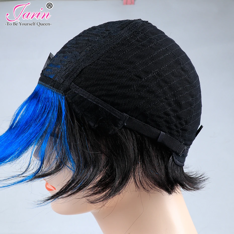 Jarin Hair 100% короткие человеческие волосы парики бразильские Remy синий взрыва для