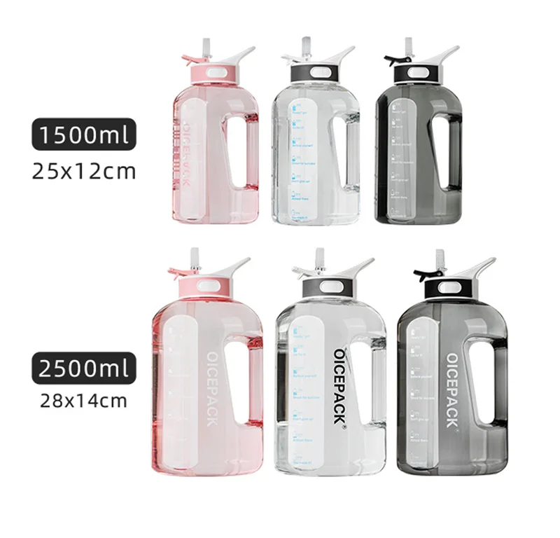 

1500ml 2500ml Outdoor Water Bottle Straw Sports Bottles drinking Hiking Camping Plastic bottle BPA Free