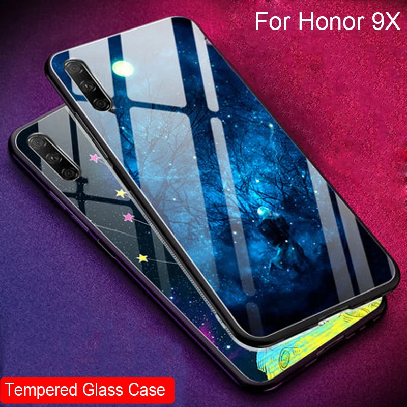 Чехол из закаленного стекла для Huawei Honor 9X 9x силиконовая Мягкая задняя крышка 9X9 x