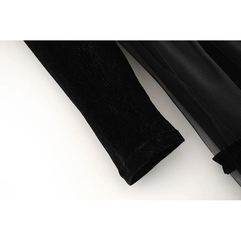 Za 2020 модное женское платье миди черный квадратный воротник корейский бархат