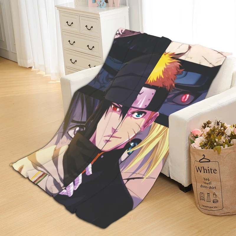 Одностороннее одеяло с принтом из мультфильма Наруто покрывало для дивана и