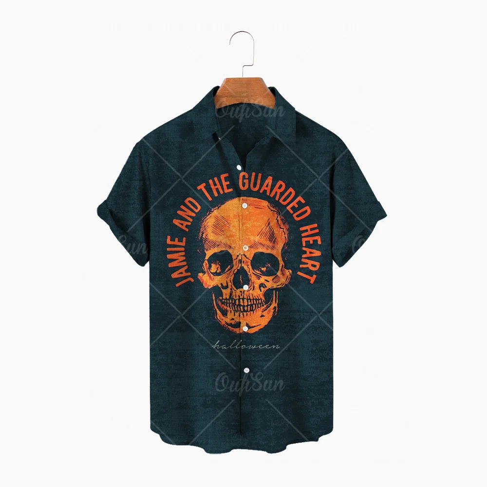 

Мужская рубашка с 3D-принтом черепа, свободная рубашка В Гавайском повседневном стиле, мужская рубашка с коротким рукавом, свободный пляжный...