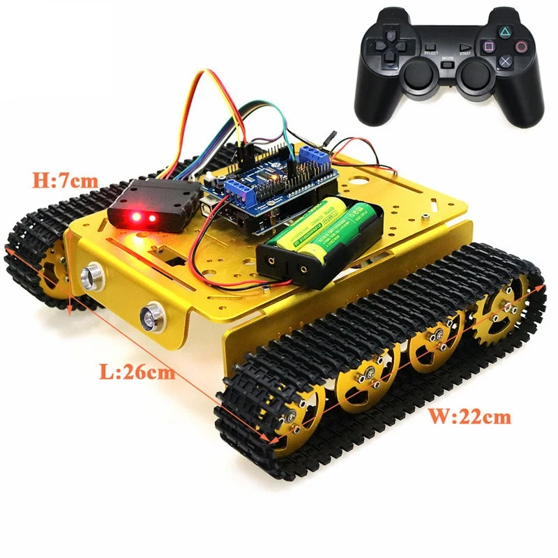 PS2 контроллер ручки умный робот танк шасси с Arduino плата + драйвера двигателя для DIY