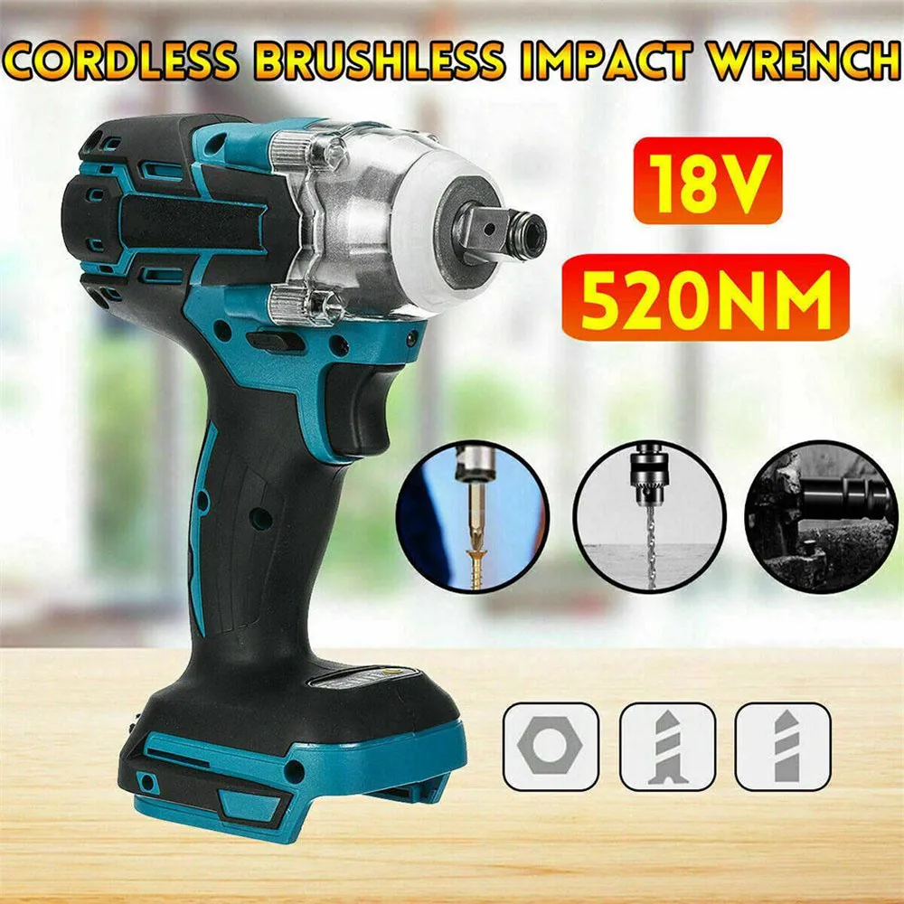 

2 IN 1 Brushless Cordless Electric Impact Wrench 1/2 inch Screwdriver Socket Power Tools Compatible for Makita 18V Battery
