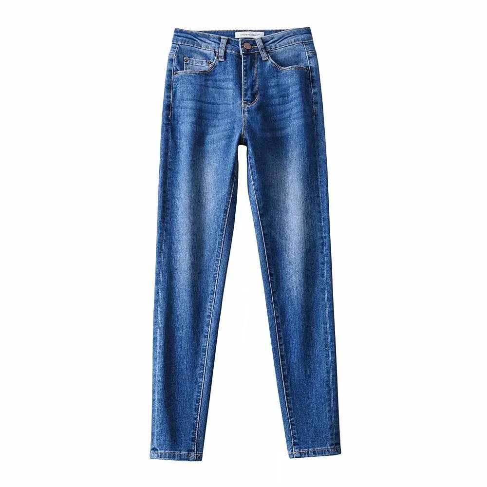 

2021 Spring New European and American Style Stretch Slim High Waist Jeans Slim Looking Base Skinny Pants