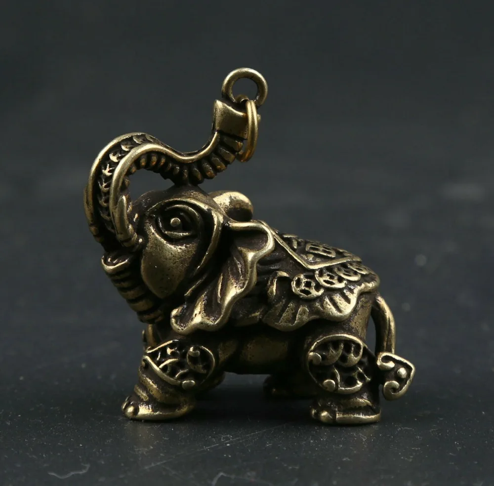 40 мм коллекция Античная китайская бронза животное Благоприятный Слон Статуэтка