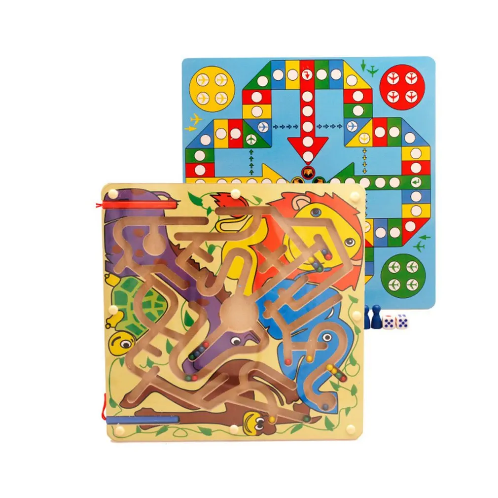 

2-in-1 Wooden Puzzles Magnetic Pen Maze Children Educational Toys for Boys Girls Intellectual Jigsaw Board Funny Kids Games