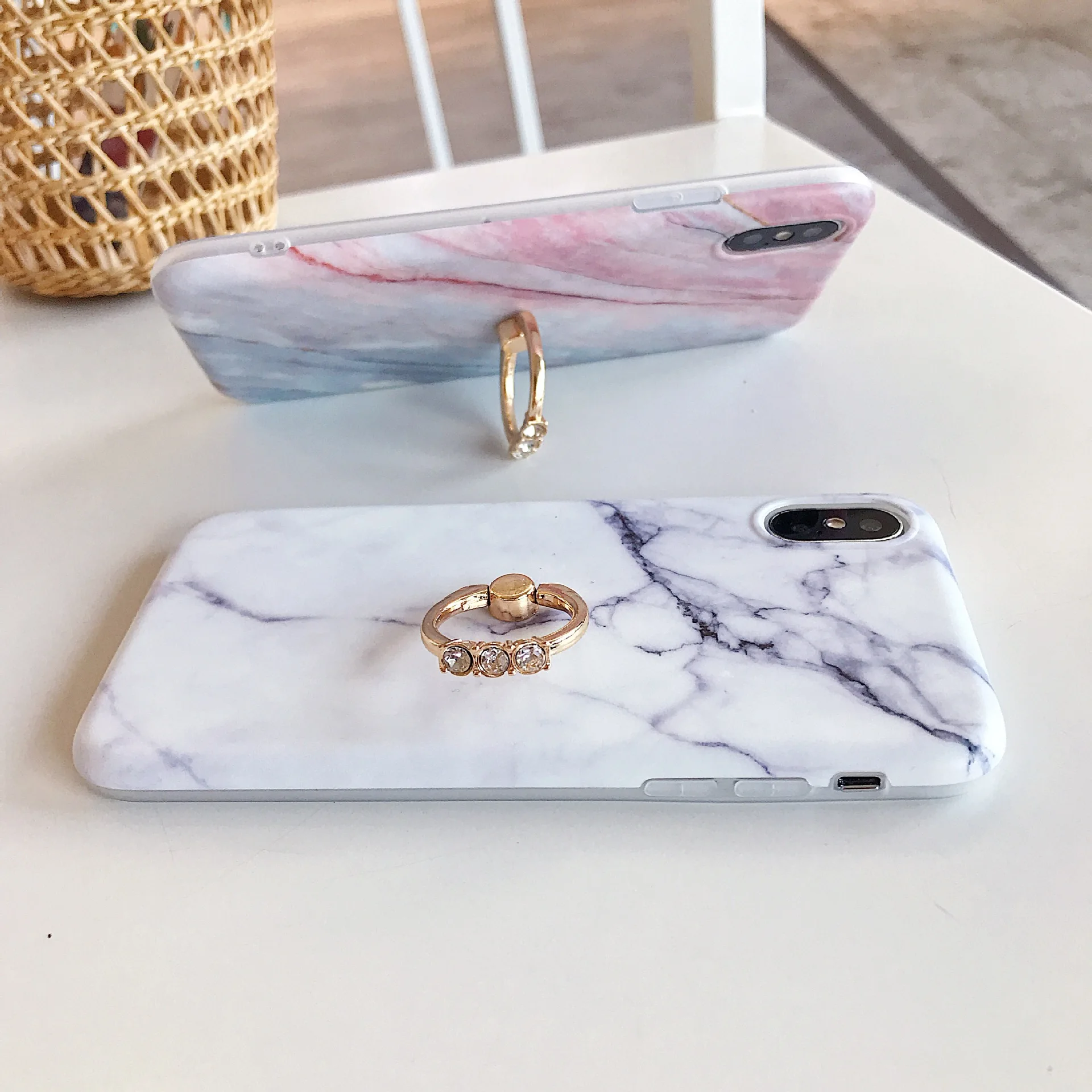 Перстень украшенный бриллиантами стенд мраморный чехол для телефона iPhone XR X XS Max 6